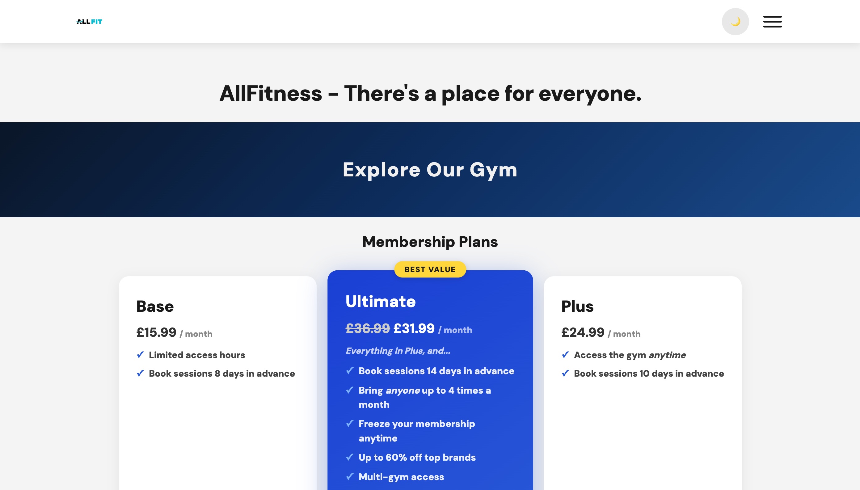All Fitness website screenshot